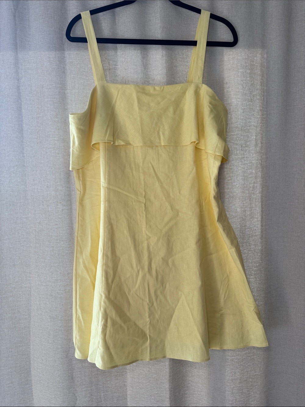NWT Banana Republic Butter Yellow Cotton Linen Mini Dress Size 14 Plus Size